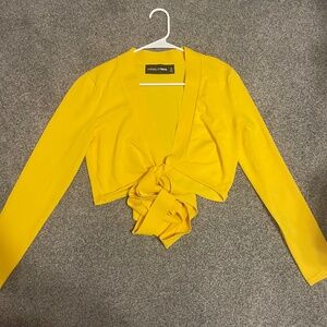 Yellow Wrap-tie Long Sleeve